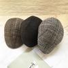 1Pc Male Autumn Winter Windproof Soft Lattice Beret Warm Woolen Cloth Forward Hat For Men Women Unisex Peaky Blinders Cap