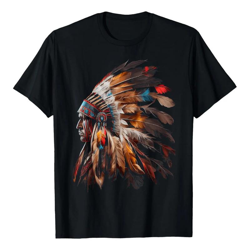 Camiseta Con Estampado De Tocados De Indios Nativos American S