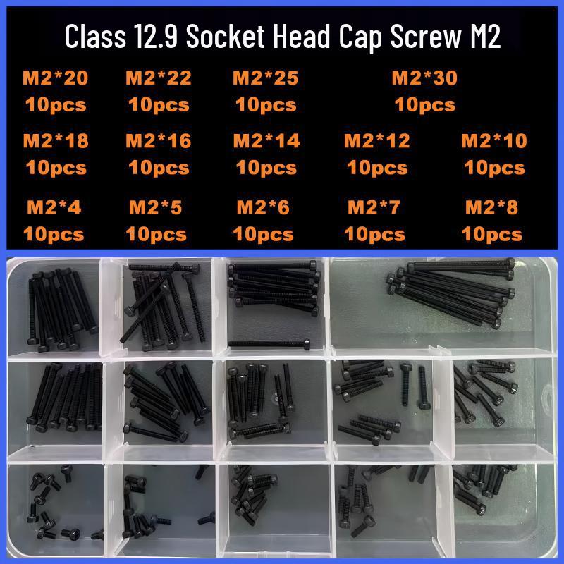 360-Piece High Strength Grade 12.9 Internal Hex Socket Screw and Hex Nut Set (M3, M4, M5, M6)