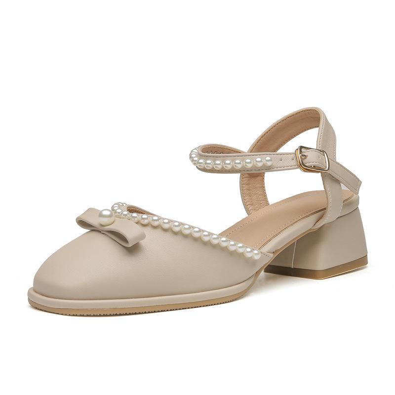 

Кожаные туфли Yuexinwang на плоской подошве для женщин Huizhou, виноградные, такие же классные тапочки, французские босоножки на высоком каблуке Mary Jane 40 абрикосовый