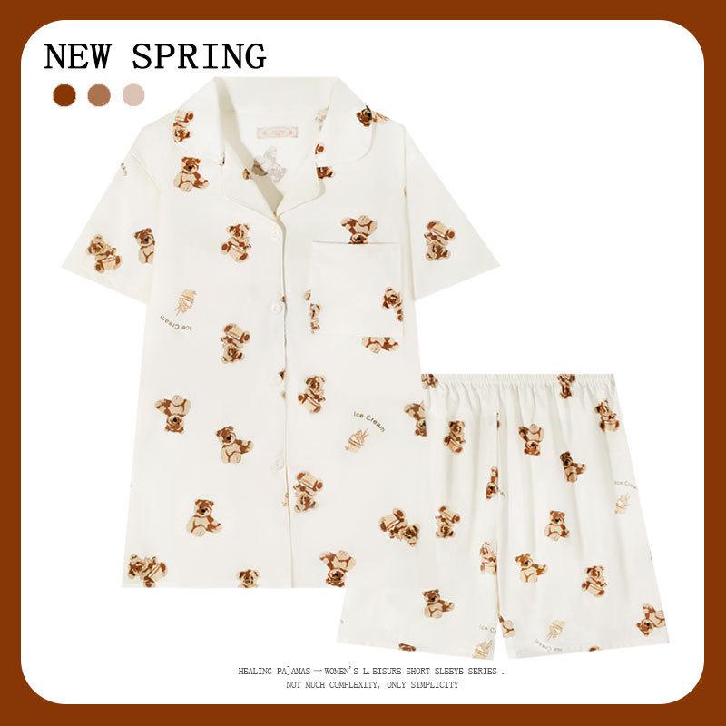 Women’s Cute Cotton Short Sleeve Pajama Set - Summer Style