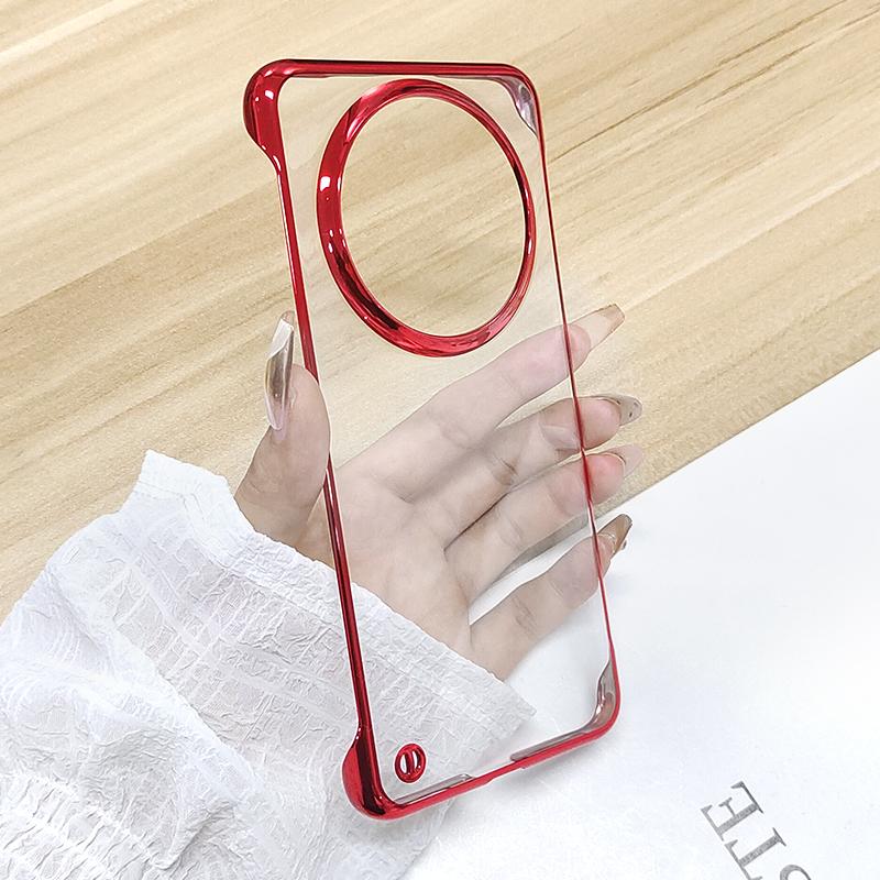 

Прозрачный чехол без границ с покрытием для Huawei Mate 60 Pro Plus 60Pro 60ProPlus 60Pro + с гальваническим покрытием, прозрачная жесткая задняя крышка, ультратонкий чехол For Mate 60 Pro / 60 Pro Plus красный