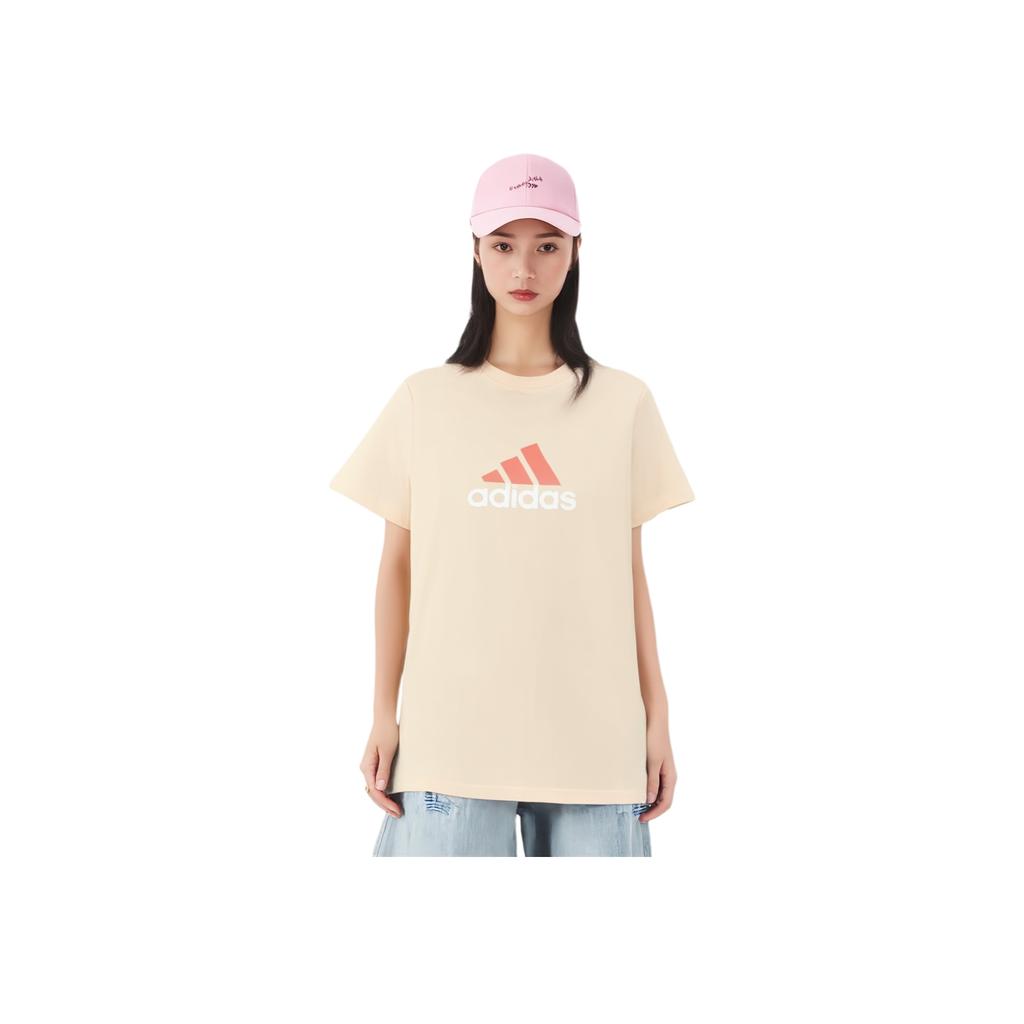 Adidas Must Haves Badge Of Logo Letter Print American Retro Sports Casual Short Sleeve T-Shirt Women T-Shirts Sand-Brown IM8890
