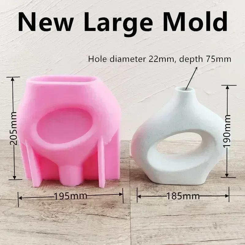 Nordic Striped Donut Cylindrical Vase Epoxy Resin Silicone Mold Circular Ring Donut Vase Concrete Cement Gypsum Silicone Mold