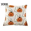 Cozy Bedroom Cushion Cover Ghost Pumpkin Cover, Halloween Throw Pillow Cute Gift Ideas Embroidered Case, Soft Plush Pillowcase for Couch Sofa Holiday
