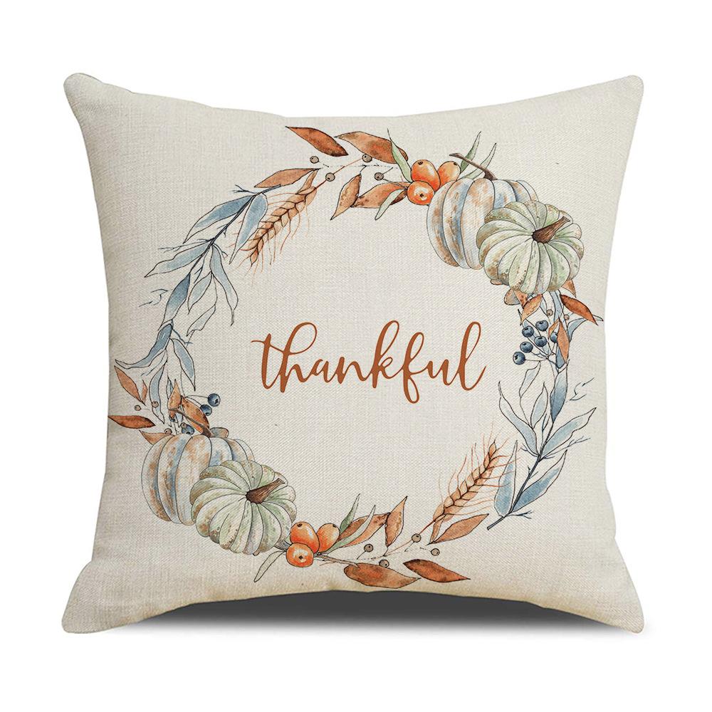 New Pumpkin Maple Leaf Autumn Thanksgiving Pillow Ins Nordic Linen Cushion Cushion Cover Home Products