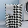 Foldable Houndstooth Laundry Hamper, Modern Fabric Storage Basket with Handle, Versatile for Bedroom, Bathroom, Living Room