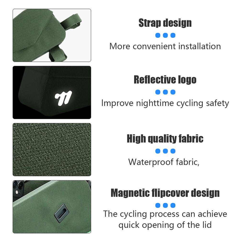 1PC Bicycle Magnetic Lid Top Tube Bag With Bolts Mounted & Straps MTB Road Bike Waterproof Front Frame Structured Bag