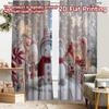 2pcs, 2D FLAT PRINTING Curtains (Without Rod) Snowy Cheer Modern Fashionable Curtainments Semi-Sheer Curtains Decorations for