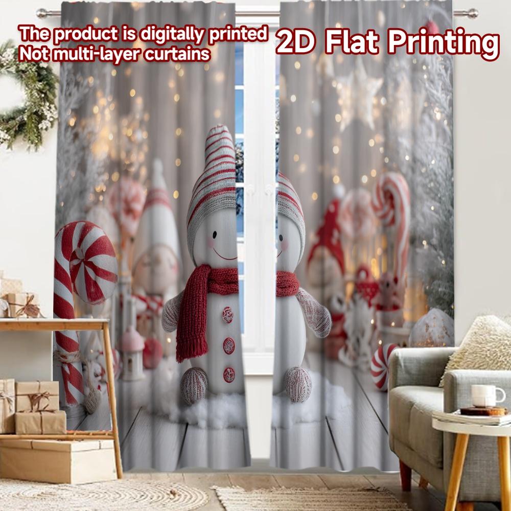 

2pcs, 2D FLAT PRINTING Curtains (Without Rod) Snowy Cheer Modern Fashionable Curtainments Semi-Sheer Curtains Decorations for 52.50 × 116.00 cm 2 pcs