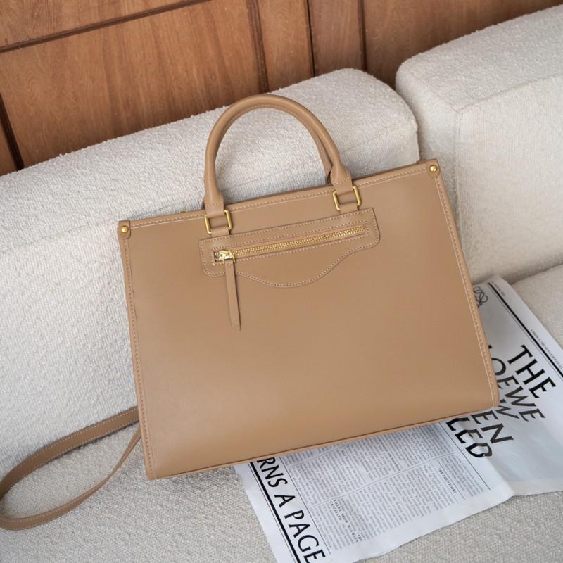 

Top Layer Cowhide Simple Versatile Design Tote Bag Large Capacity Carrying Crossbody Women s абрикосовий