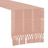 Boho Knitted Table Runner Handmade Rustic Table Runner with Tassels Cotton Linen Farmhouse Table Runner for Dining Table Sideboard Dresser Decor