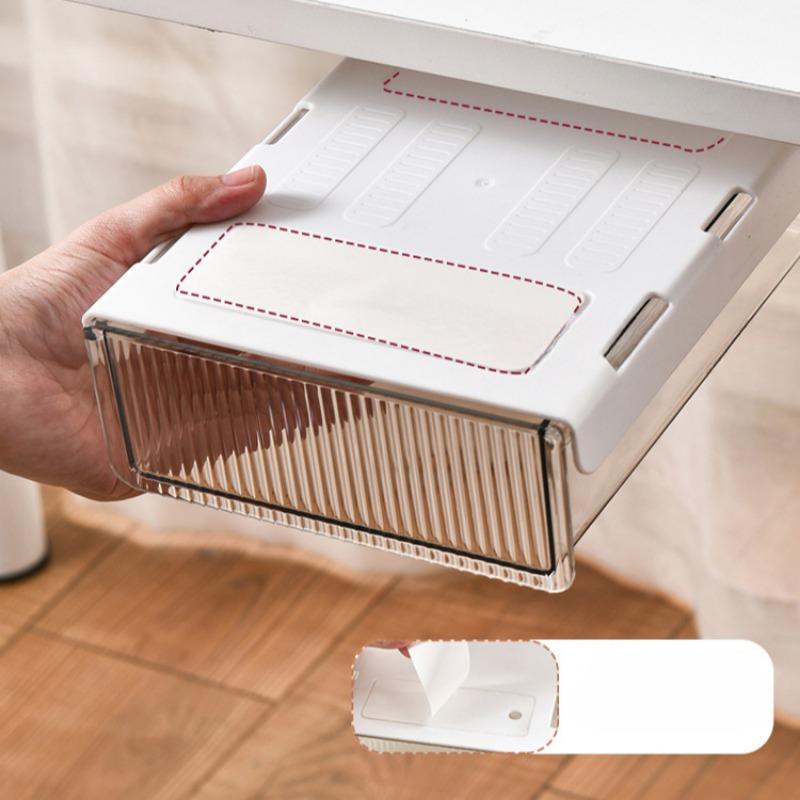 Punch-Free Drawer Style Sundries Storage Box Under The Table Home Plastic Hidden Multifunction Office Supplies Organization Bins