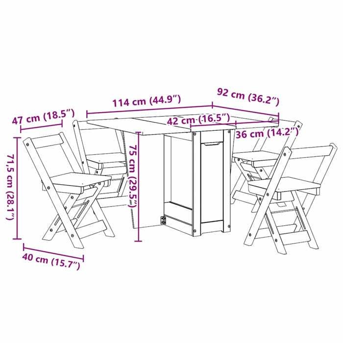 VidaXL Ensemble à manger papillon 5 pcs Corona pliable blanc bois pin, ensemble de table à manger, table et chaises à 3295717