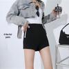Women's High-Waisted Black Suit Shorts with Velvet, A-Line, Small Size - Autumn/Winter 2025 Collection