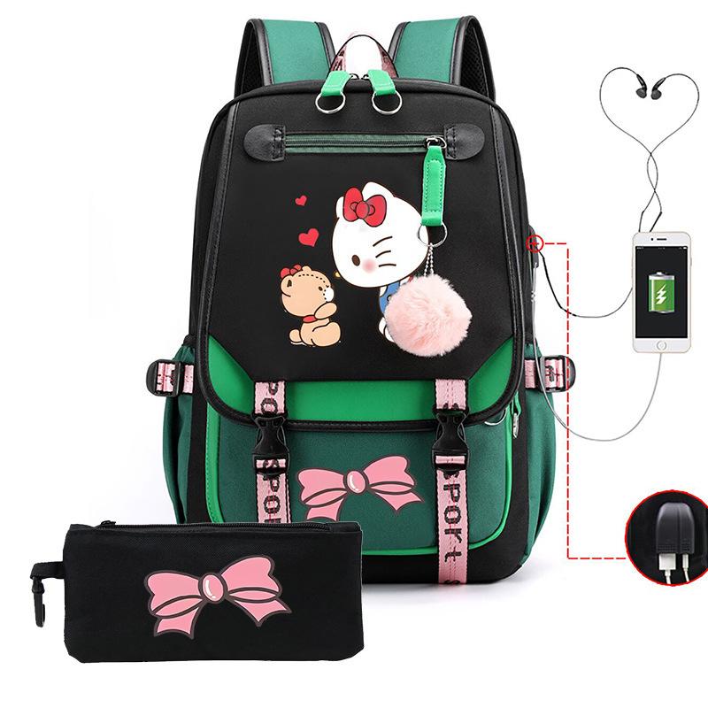 3-teiliges Schulrucksack-Set für Schüler Große Kapazität Oxford-Stoff Schultasche mit Schultergurt und Federmäppchen