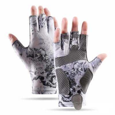 SANLIKE Fishing High UV Cut Gloves, Cooling, Grip, Quick-Drying, Protection, Five-Finger (Gray, L)