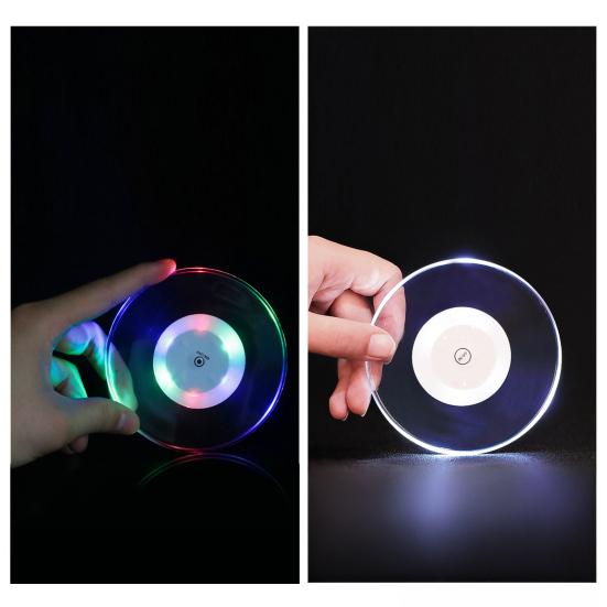 3Pcs LED Glowing Coasters Cup Holder Mat Light Bar Placemat Acrylic Party Drink Backlight Pad Home Kitchen Decor