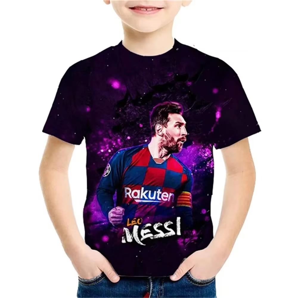 2025 Vară Nou la Modă Tricou pentru Copii Imprimat 3D Popular Starul de Fotbal Messi Cool Băieți și Fete Casual Mânecă Scurtă