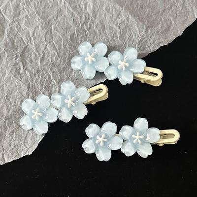 1/2/5/10/20pcs Y2K Flower Hair Clip Fresh Jelly Blue Sakura Duckbill Clips For Girls Summer Outdoor Dopamine Hair Accessories