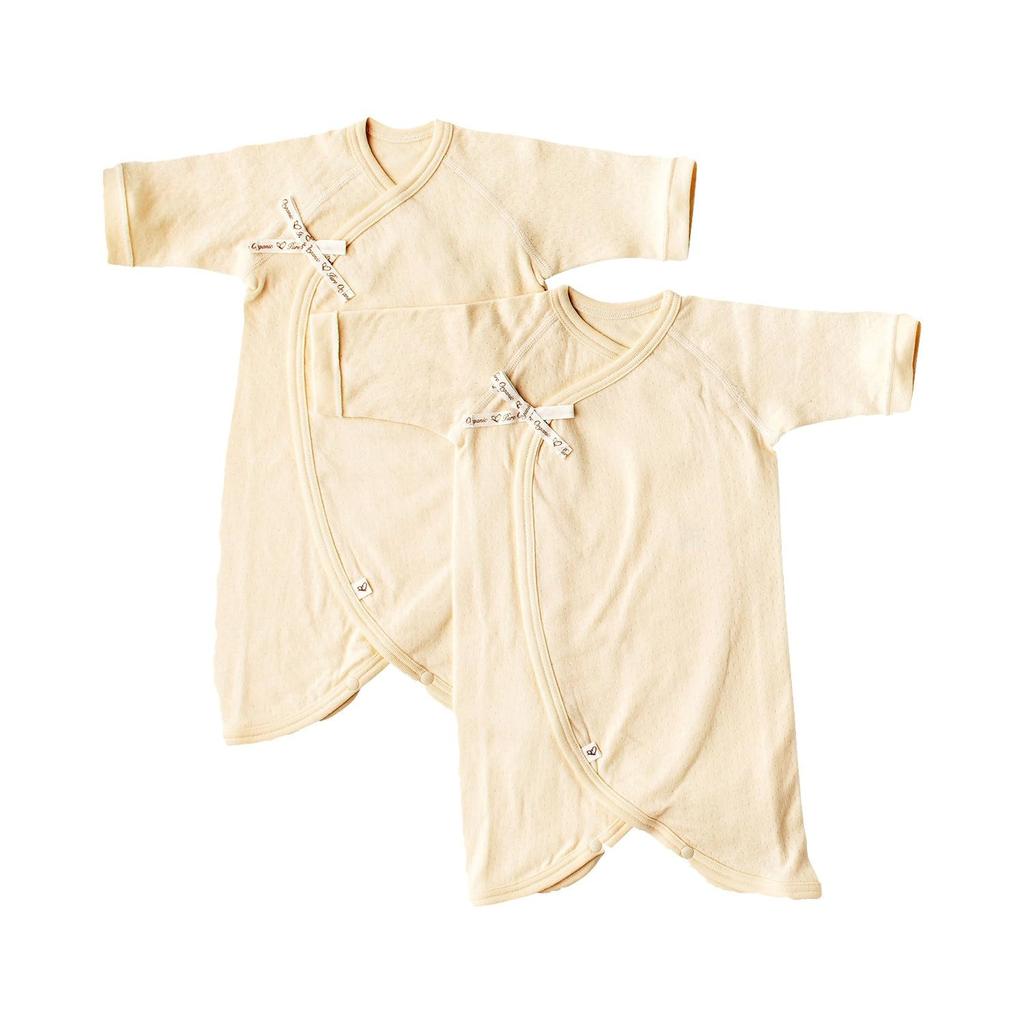 Pure Organic Slim Organic Cotton Newborn Combi Undershirt Set Soft Made in Baby Ivory 100% (2-Piece Set), All-Season Undershirts, Japan,