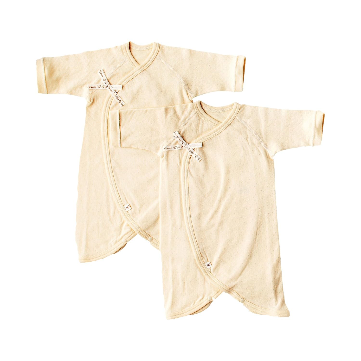 

Комплект боди для новорожденных Pure Organic Slim из органического хлопка Мягкий Сделано в Baby Айвори 100% (Набор из 2 предметов), Всесезонные майки, Япония, слоновая кость