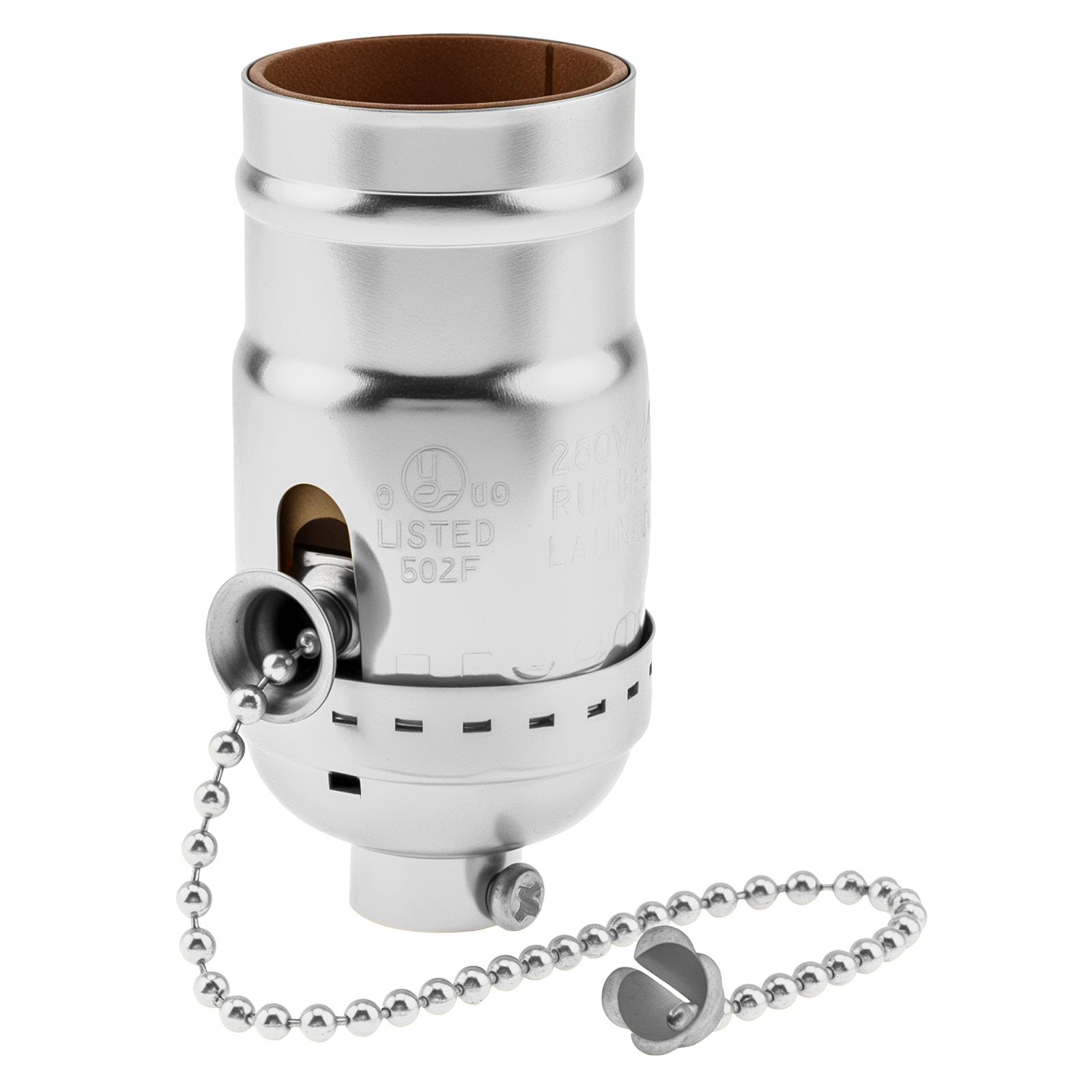 

Винтажный патрон для лампы E26 E27 с цепочкой, замена, сверхпрочный патрон для лампы, простая установка, настольные и напольные лампы, прямая посадка серебряный