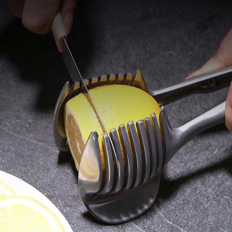 Stainless Steel Kitchen Handheld Orange Lemon Slicer Tomato Cutting Clip Fruit Slicer Onion Slicer KitchenItem Cutter Accessorie