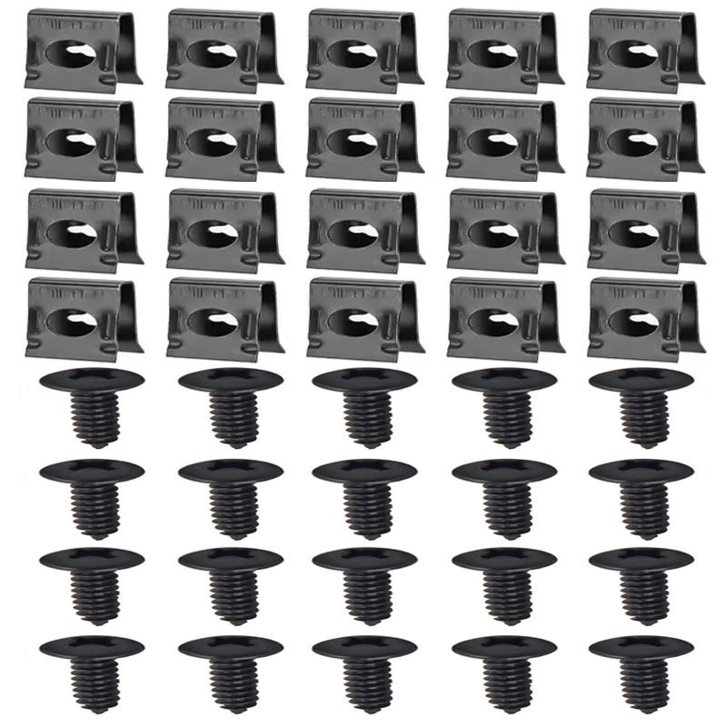 40/20/10PCS Car Motorcycles Metal Screw Tapping Fastener U-Type Clip with Screw Anti-rust Protection Screw Buckle Iron Sheet