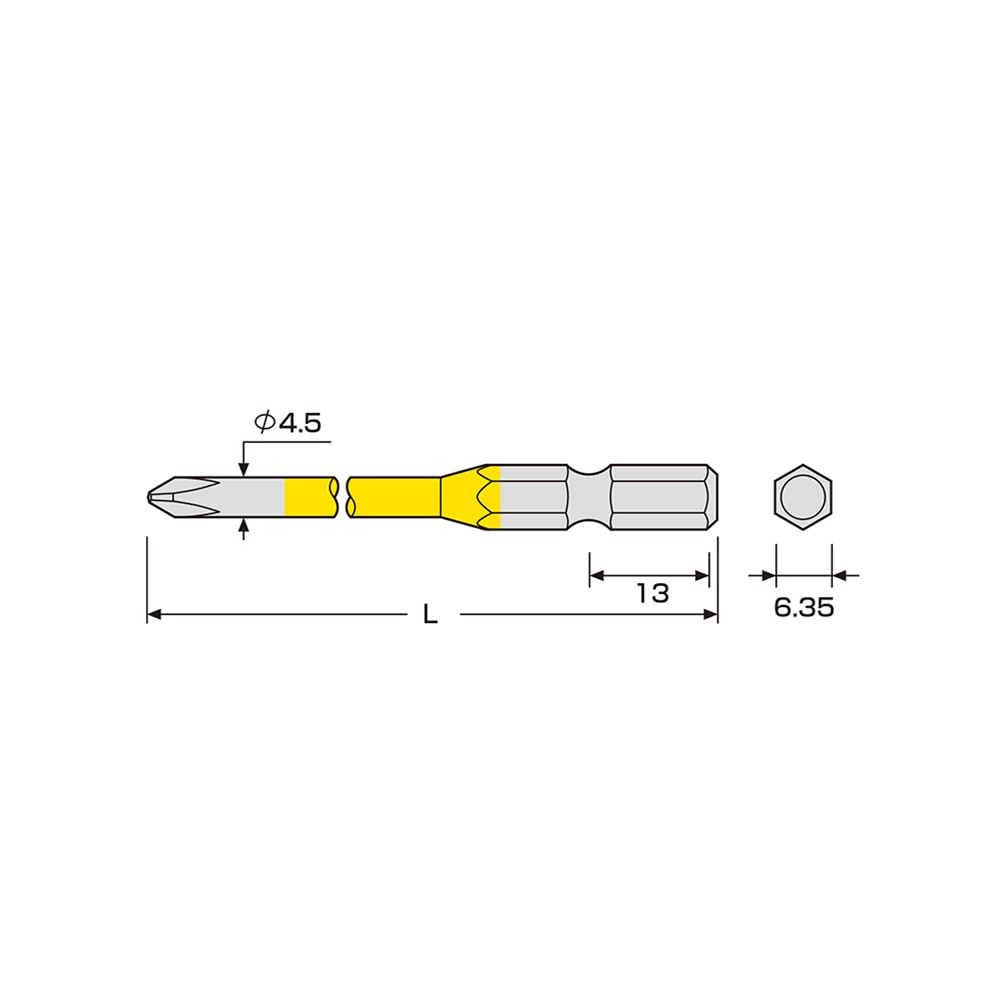 ANEX Color to insert into the lower section of terminal blocks for stable Impact Driver AC-16M Bits, Stepped, +2x150, 10-Pack [Easy use]