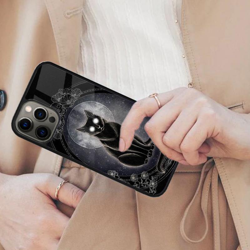 Black Cat Skull Goth Witch Magnetic Phone Case For APPLE iPhone 17 Air 16 14 13 12 Pro Max 15 Plus Wireless Charge MagSafe Cover