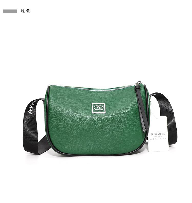 

Leather Women S Tide Fashion Simple Shoulder Messenger Bag First Layer Cowhide Dumpling Bag зелёный