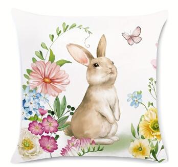 1PC Easter Bunny Pillowcase Home Decor, Office Decor, Living Room Decor, Sofa Decor (No Pillow Core)