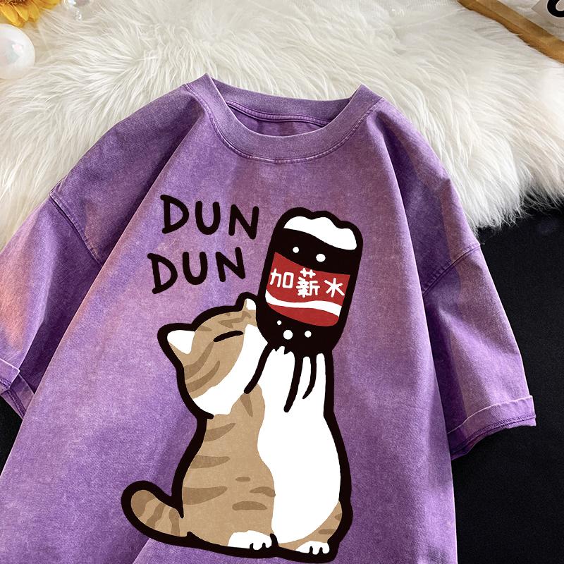 Bavlněné tričko s krátkým rukávem Pánské Dámské Léto Vintage Vodní praní Volné Pár Krátký rukáv Ležérní Všestranný Nadměrný top