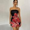 Summer Sexy Women's Strapless Floral Print Slim Hip-packing Short Dress