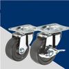 3-inch Metal Threaded Silent Rubber Swivel Casters with Brake