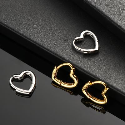 Fashion Small Gift Heart Shaped Hoop Earrings S925 Studs Hypoallergenic