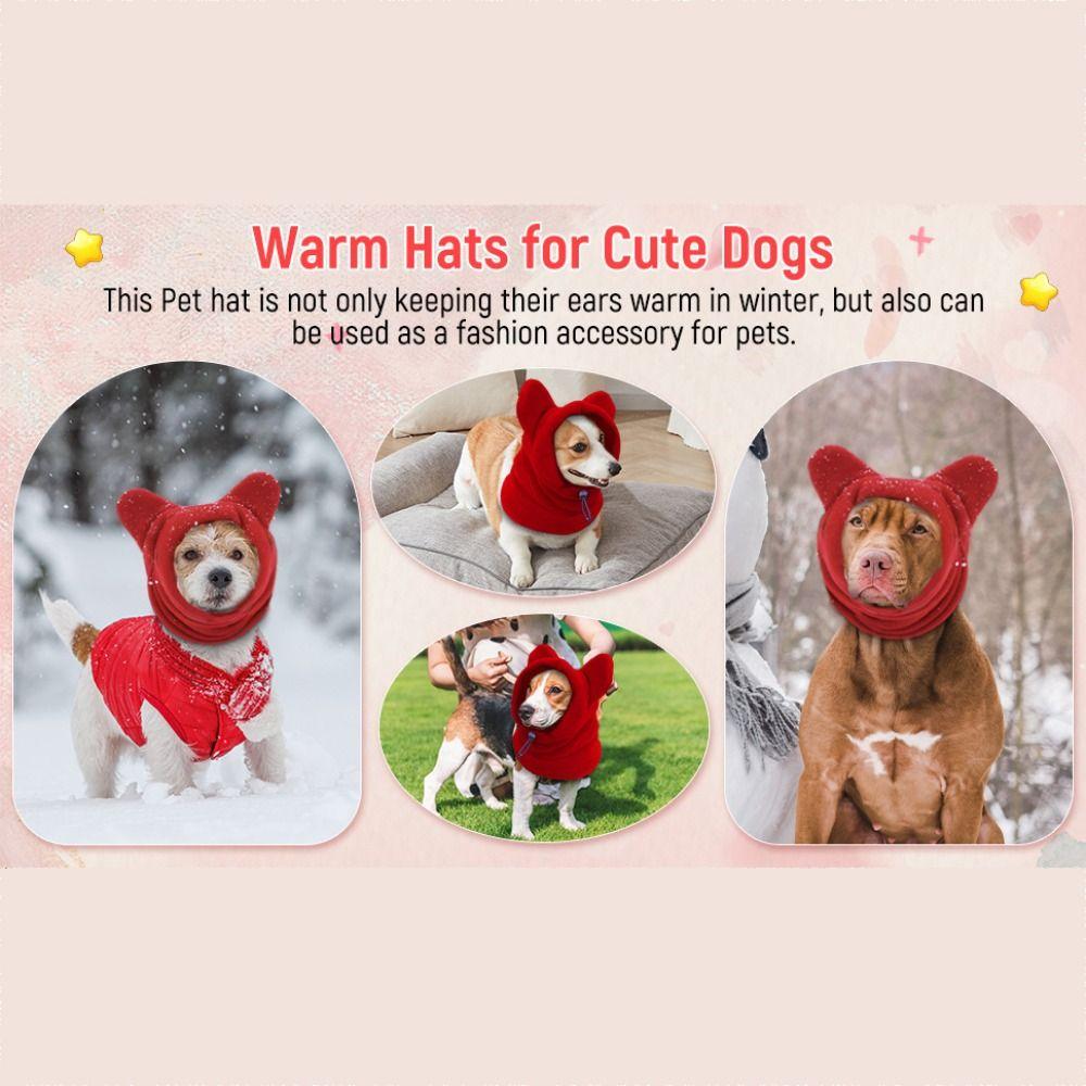 Pets Supplies Solid Color Dog Fleece Hats Adjustable Soft Dog Headgear Cute Comfortable Dog Warm Caps Outdoor Activities