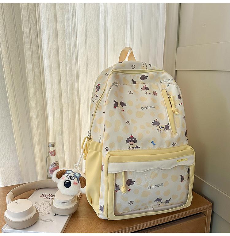 Schoolbag Lightweight Casual Backpack Cow Pattern Simple Going Out Cartoon Dog School Bag Female Student Cute Large Capacity Backpack