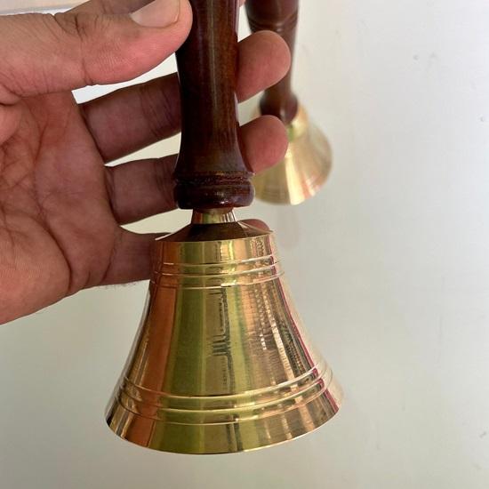 Σετ 2 Επιχαλκόχαλκος Καμπανάκι με Δυνατότητα Χάραξης, Συμπαγές Σχολικό Καμπανάκι από Ορείχαλκο, Χειροκίνητο Καμπανάκι από Ορείχαλκο, Μεγάλο Δώρο για Γιο, Χριστουγεννιάτικο Καμπανάκι