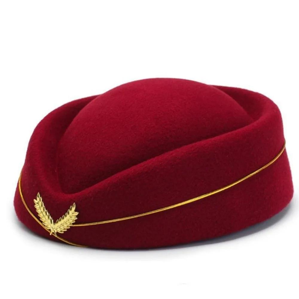 High-quality Work Cap Women Lady Stewardess Hat Beret Hat Air Hostesses Hat Party Hats