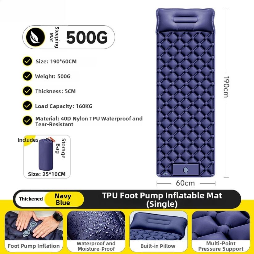 Nadmuchiwana poduszka kempingowa outdoor, Samonadmuchująca mata do spania kempingowego, Materac outdoor z poduszką