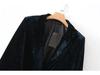Autumn/Winter Dark Green Velvet One-Button Blazer for Women