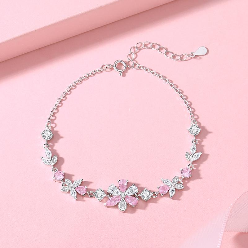 Tichya S925 Sterling Silver Wisteria Flower & Butterfly Women s Bracelet - Light Luxury, Exquisite, Sweet Jewelry 925 Silver