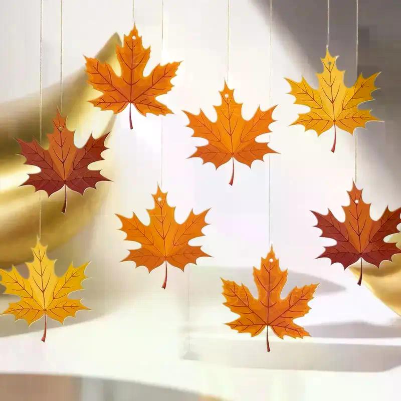 16 PCS Big Maple Leaf Paper Swirls – Fall Thanksgiving Hanging Ceiling Decor for Autumn Harvest Party, Classroom & Home Supplies