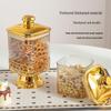 Golden Sealed Food-Grade Transparent Storage Jar with Lid for Dried Fruit and Snacks – Moisture-Proof Ornament