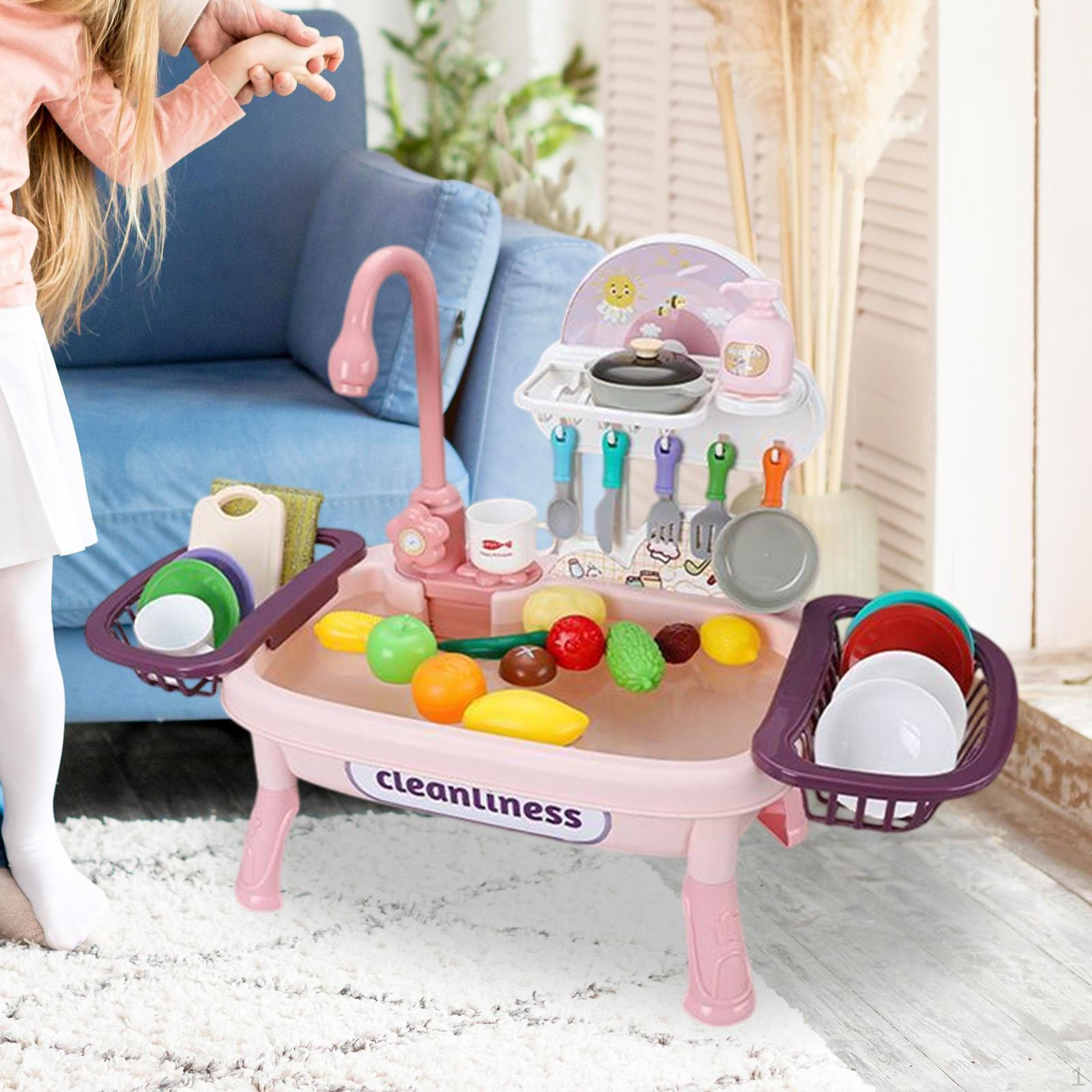 

Play Sink Toy Автоматическая система круговорота воды с краном Детская электрическая посудомоечная машина Playing for розовый