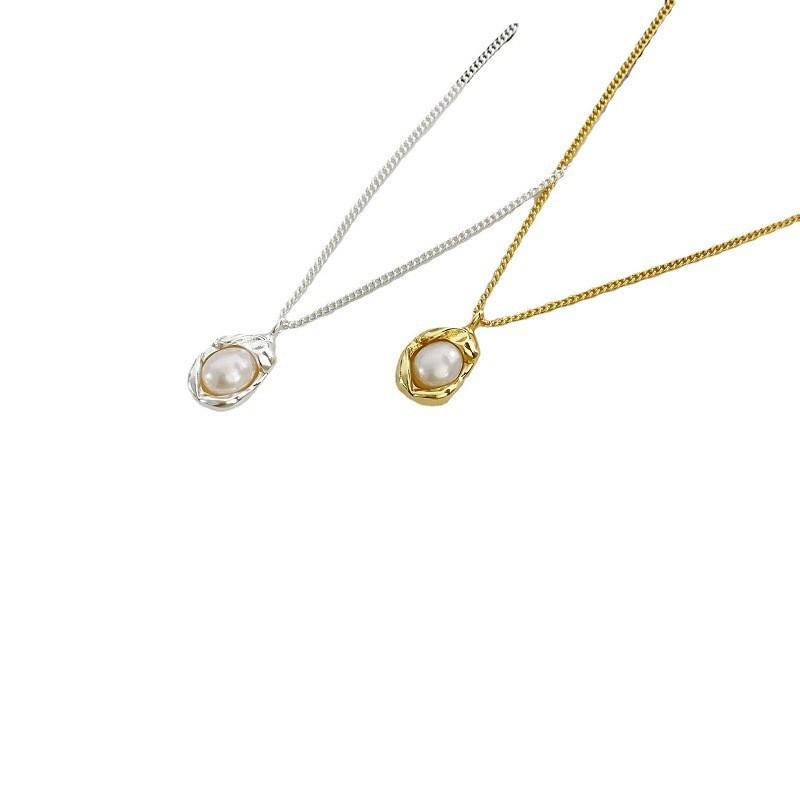 Wind Pearl Shell Summer Necklace Women'S Bow Does Not Fade Design Sense Collarbone Chain Jewelry