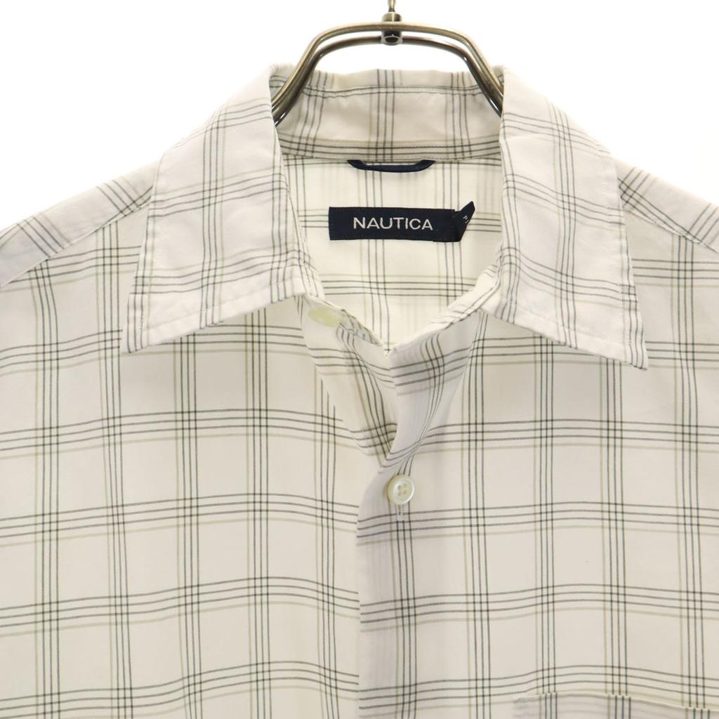 Nautica Koszula w kratę z krótkim rękawem S biała Męska Używana