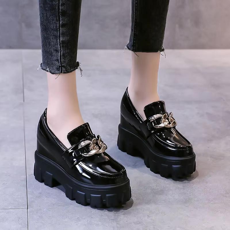 Fashion Female Penny Shoes Spring 2025 New Pu Leather Ladies Lazy Shoes Student Platform Slip-On Loafers for Women Platform Loafers
